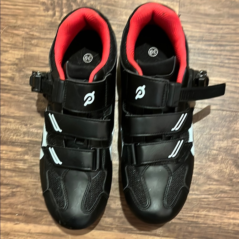 Peloton Black and Red Cycle/Spin Shoes with Velcro Strap